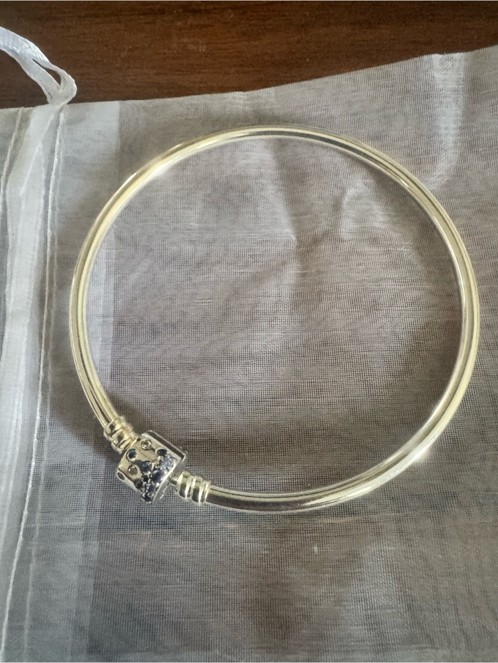 Pandora Silver Bangle Bracelet with Pavé Accent